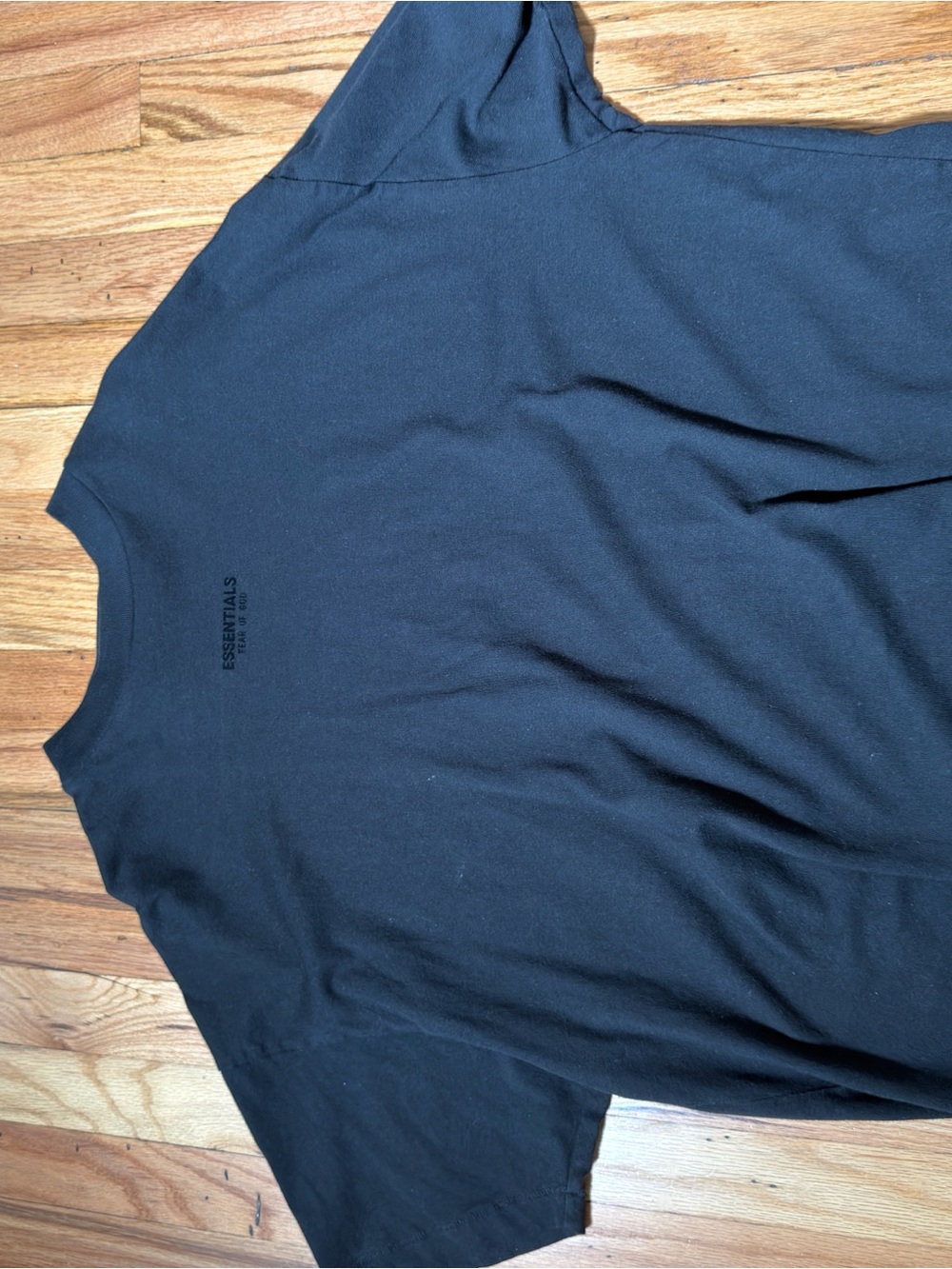Essentials Black Crewneck Tee with Subtle Chest Logo